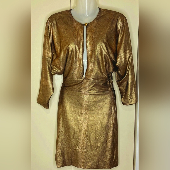 Bebe Keyhole Gold/Black Detail Dress M - Picture 1 of 6